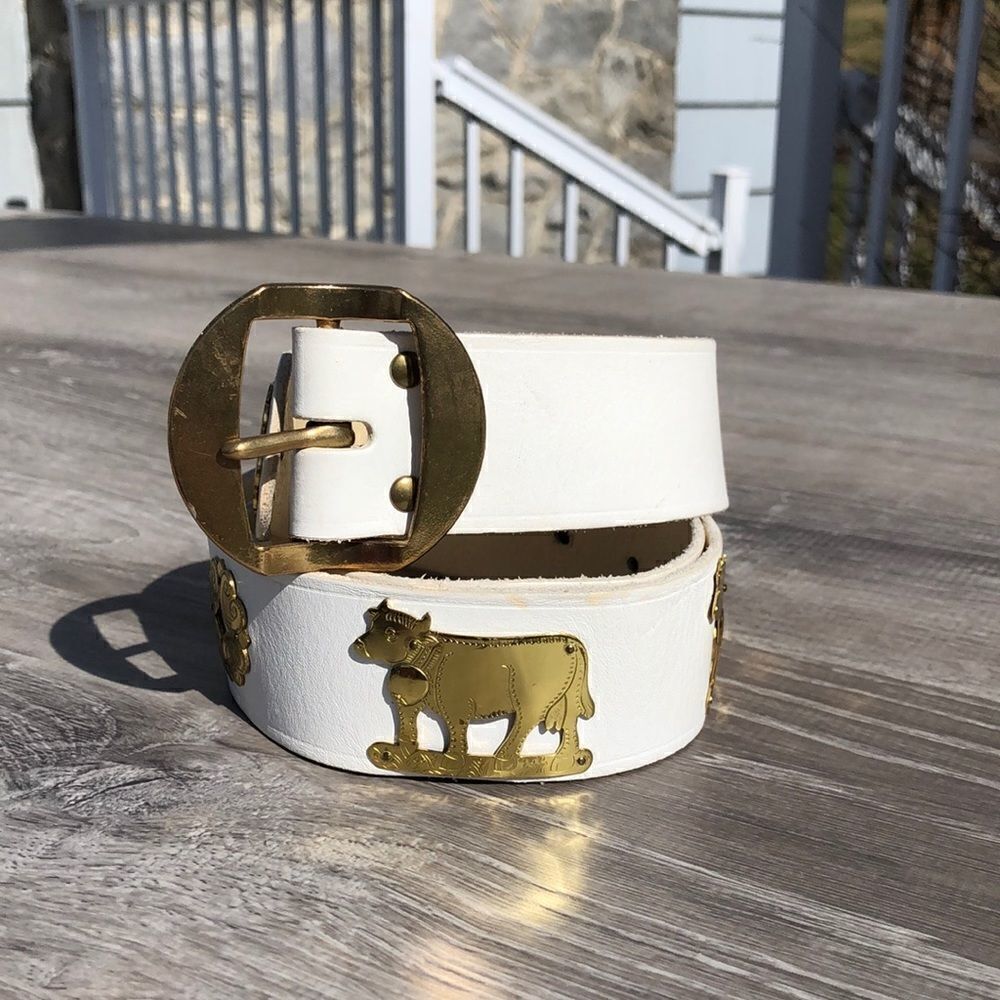 White gold detailing fashion belt - Picture 1 of 5